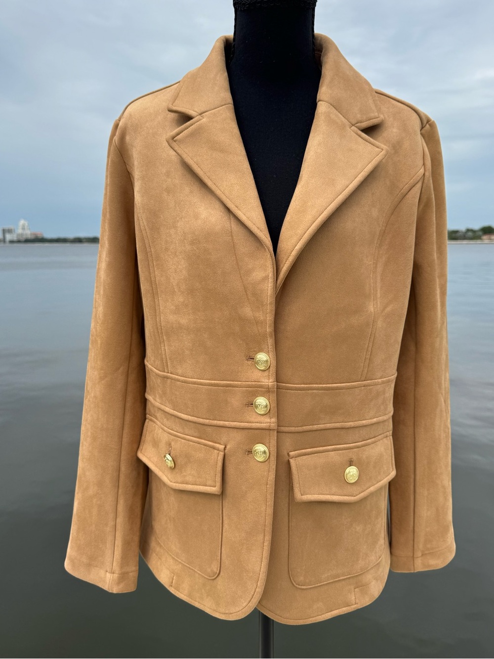 Joie Camel Suede Button-Front Blazer